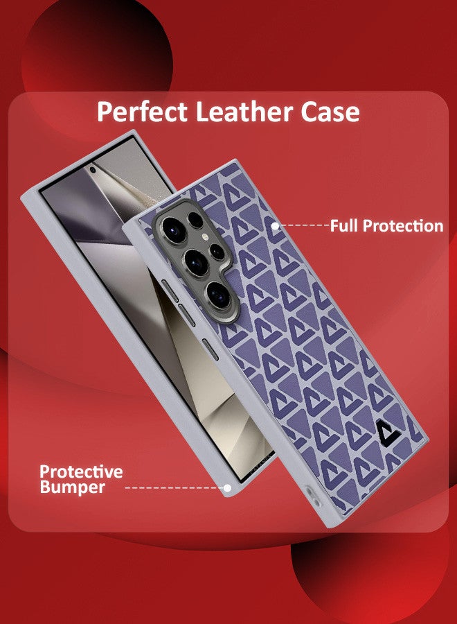 CATANES (for Samsung Galaxy S24 Ultra) Case Leather Back Cover Triangle Pattern Shockproof Protective Phone Case Purple - Image 2