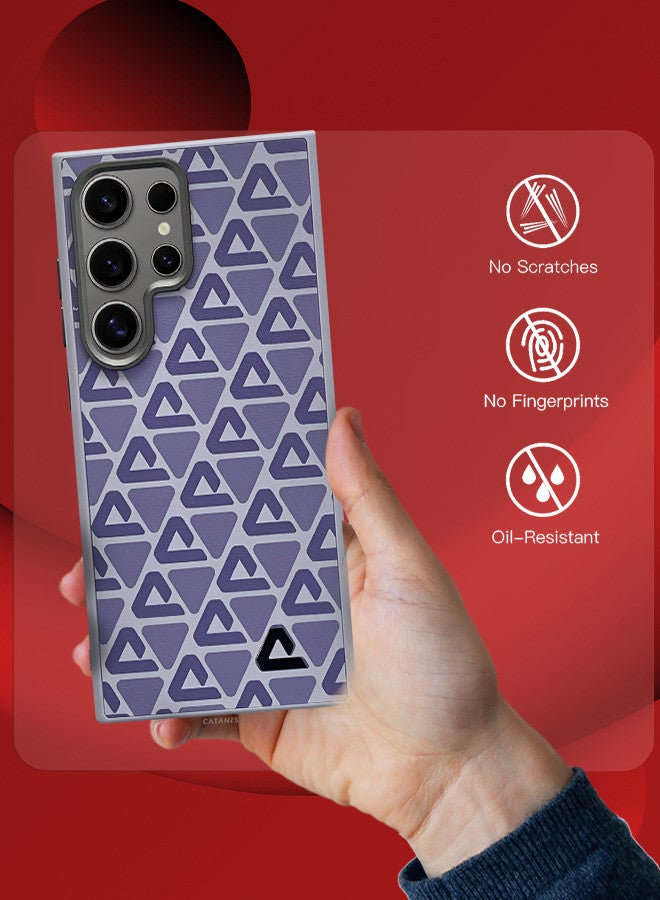 CATANES (for Samsung Galaxy S24 Ultra) Case Leather Back Cover Triangle Pattern Shockproof Protective Phone Case Purple - Image 4
