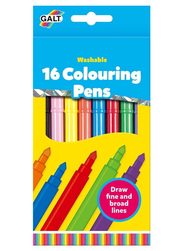 Galt Toys 16 Colouring Pens Set | Washable Inks | Bright & Colourful | Ideal for Kids | Easy to Use | Develop Creativity & Fine Motor Skills | 3+ Years