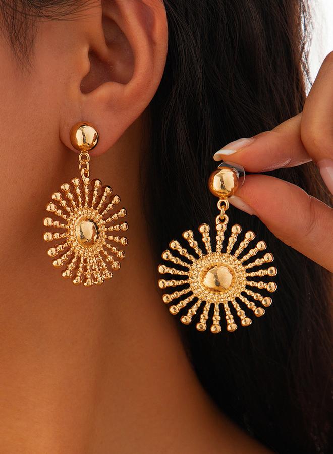 Take Two Gold Sunflower Dangle Earrings - Image 2