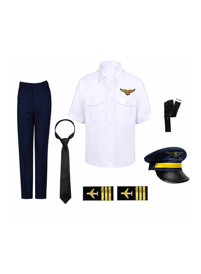 Toy Land Kids Pilot Costume Set with Hat and Tie – Airline Captain Role Play Fancy Dress Outfit for Boys of age 8 to 9years - Image 1
