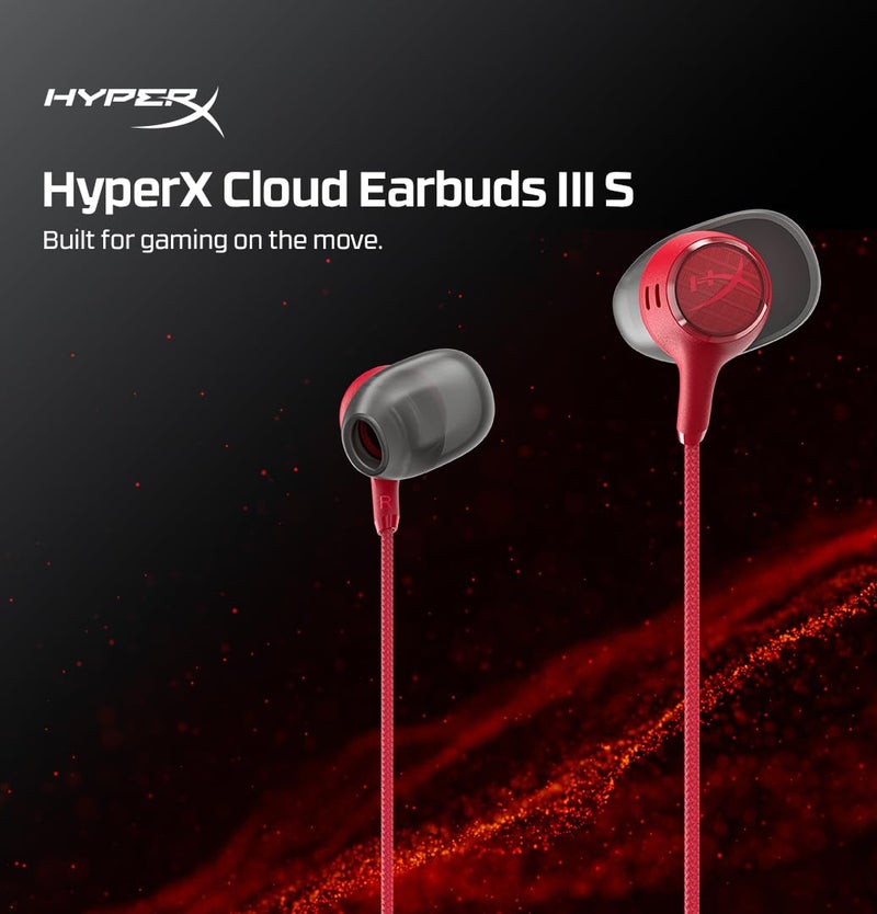 HyperX Cloud Earbuds III S – Wired Earbuds, PC; Nintendo Switch; Console Controller, Dynamic; 14.3 mm Driver, Silicone Ear Tips - Red - Image 3