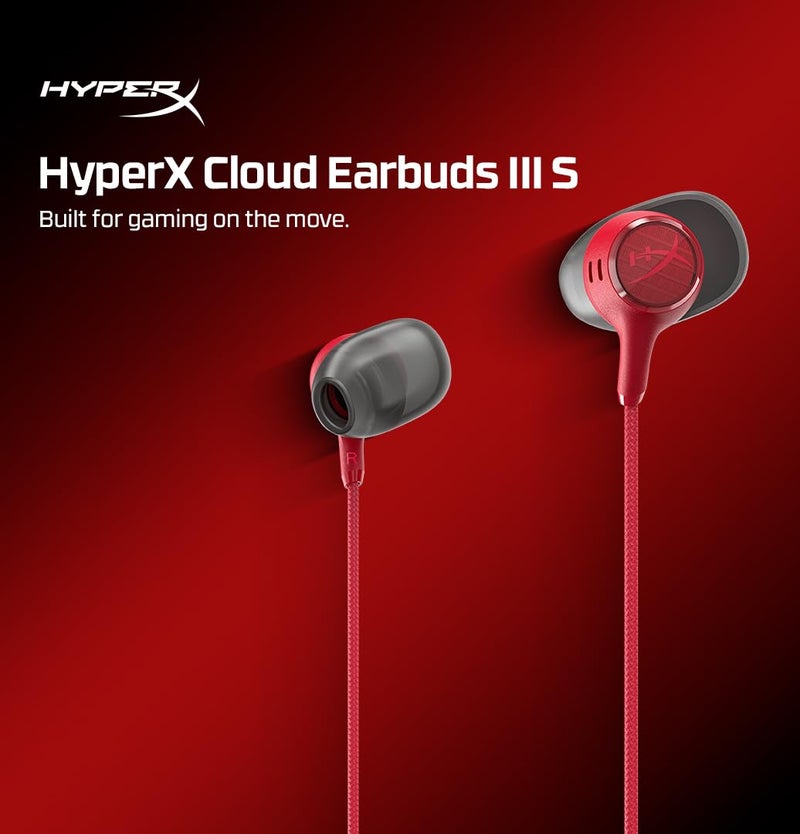 HyperX Cloud Earbuds III S – Wired Earbuds, PC; Nintendo Switch; Console Controller, Dynamic; 14.3 mm Driver, Silicone Ear Tips - Red - Image 2