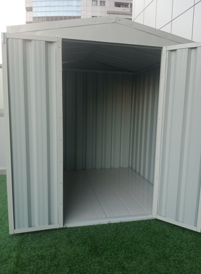 Generic QuadBliss GARDEN STORAGE SHED with Hut and Base | Galvanized Metal 205cm L x 205cm W x 225cm H | Secure and Durable | Lockable Design | Rust and Water-Resistant/Hinge Doors  - Image 2