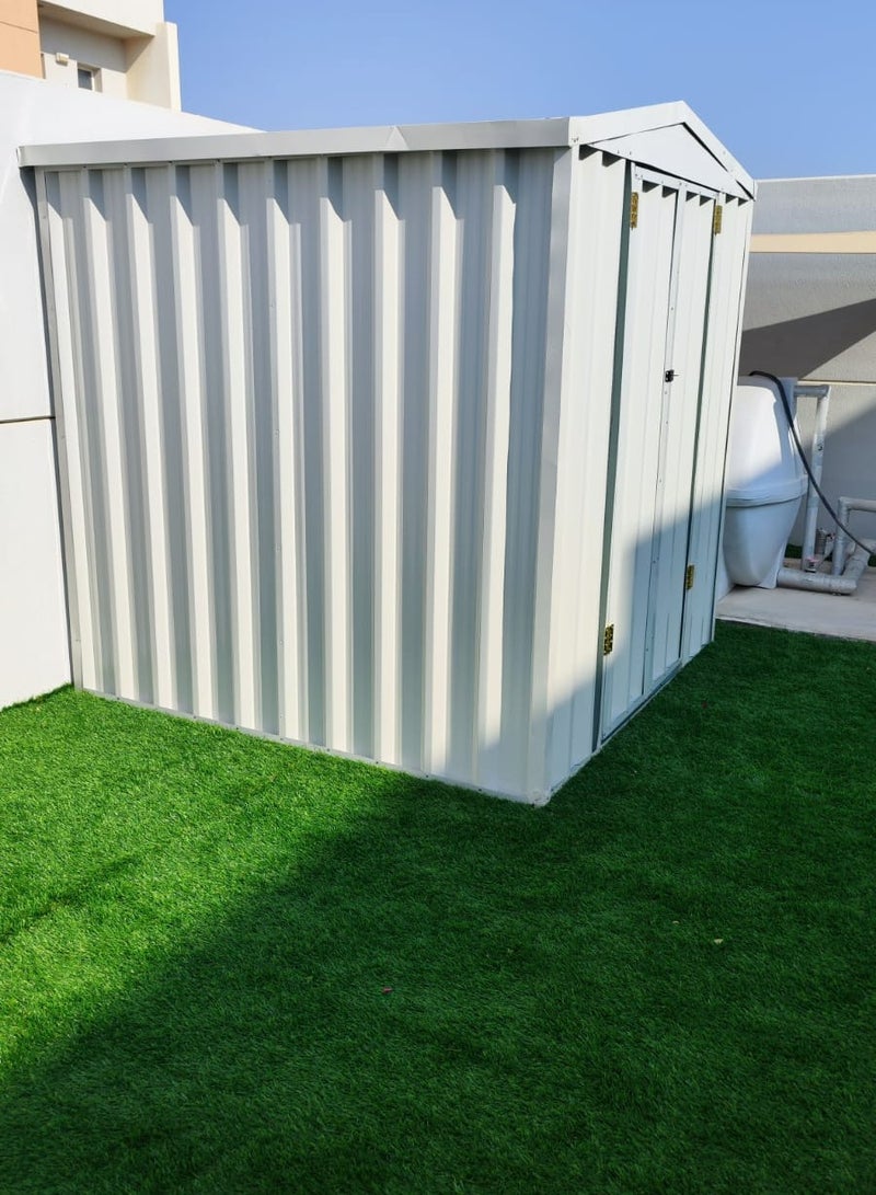 Generic QuadBliss GARDEN STORAGE SHED with Hut and Base | Galvanized Metal 205cm L x 205cm W x 225cm H | Secure and Durable | Lockable Design | Rust and Water-Resistant/Hinge Doors  - Image 3