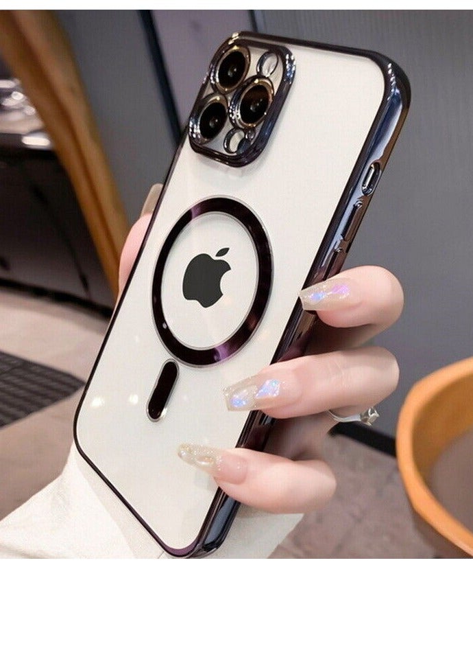 For iPhone 14 Pro Max Clear Case Slim Plating MagSafe Magnetic Cover - Image 1