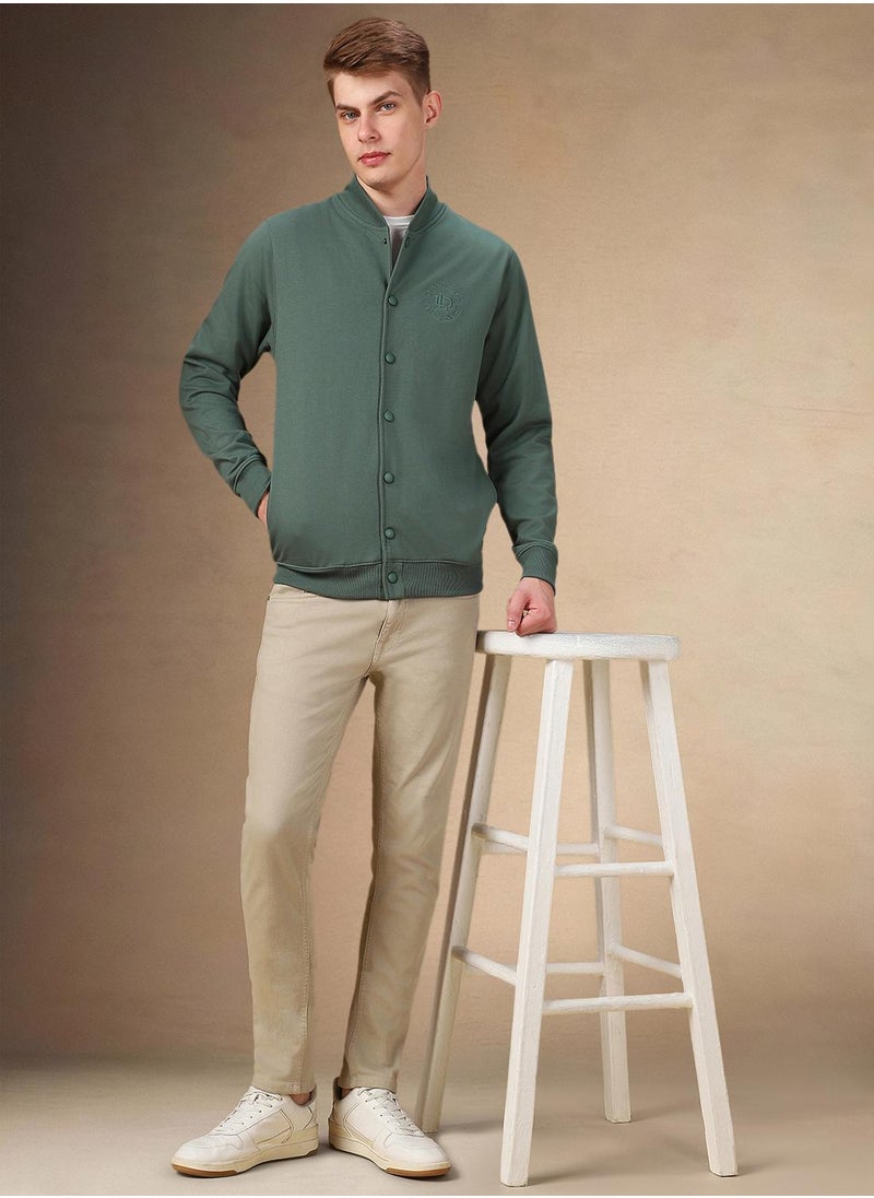 Dennis Lingo Men's Olive Polyester Blend Solid Regular Fit Sweatshirt  - Image 5
