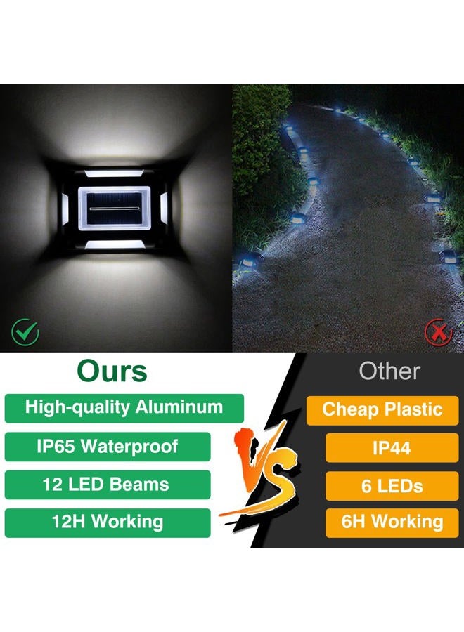 T-SUN Solar Dock Lights Driveway Deck Lights, 12 Pack LED Driveway Dock Light Waterproof RED Driveway Marker Aluminum Warning Step Lights for Garden Step Sidewalk Ground Pathway - Image 2