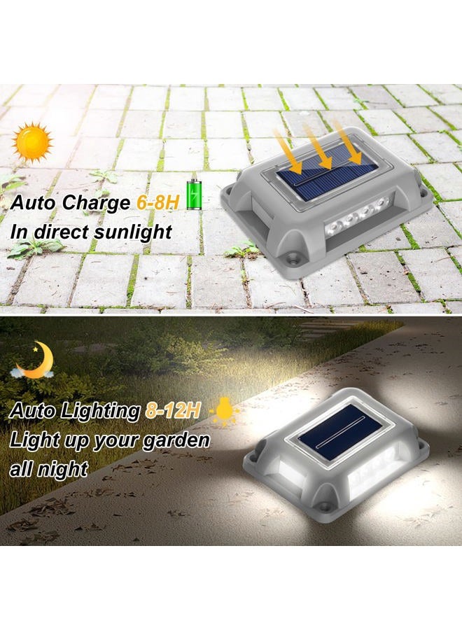T-SUN Solar Dock Lights Driveway Deck Lights, 12 Pack LED Driveway Dock Light Waterproof RED Driveway Marker Aluminum Warning Step Lights for Garden Step Sidewalk Ground Pathway - Image 3