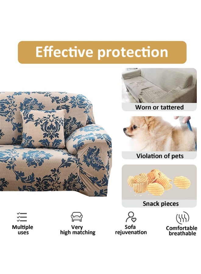 مطبوعة أريكة Slipcover عالمية حماية الأثاث مع أسفل مرنة ، أزهار نمط غسالة غطاء الأريكة من 145 إلى 185 سم - Image 3