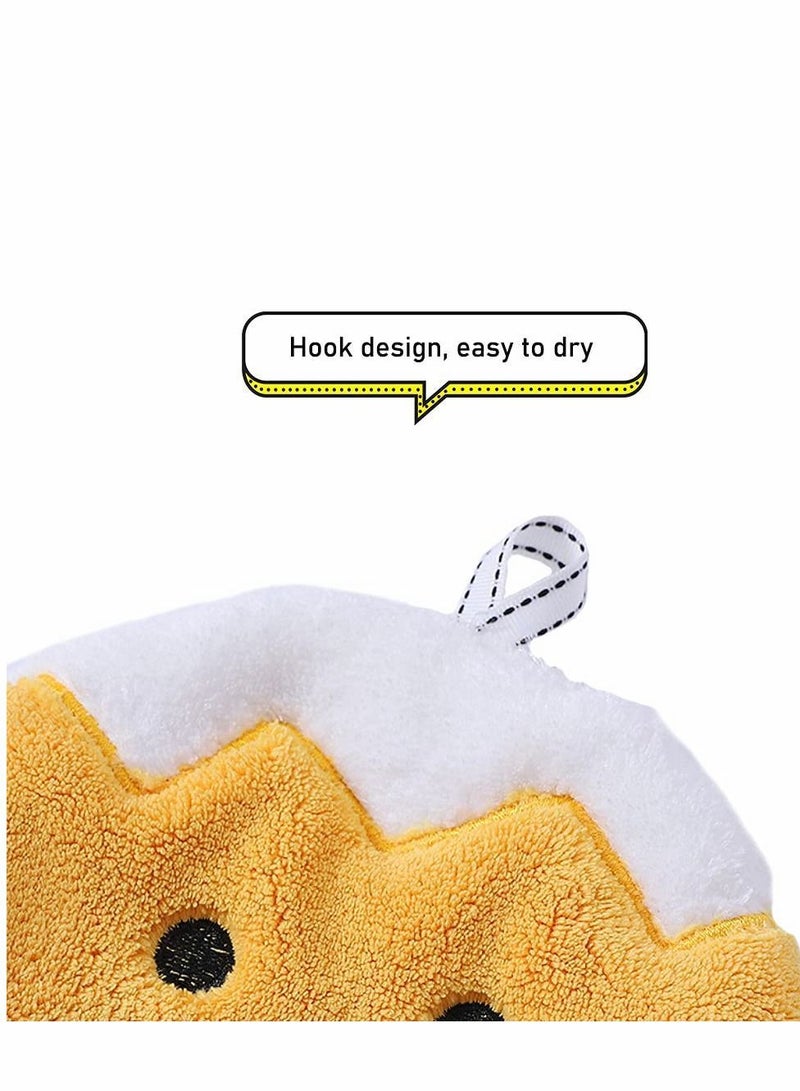 Hanging Hand Towel Children Cartoon Towels Soft Coral Velvet Absorbent Dishcloth Ultra Fast Drying Hang for Kitchen Bathroom, 3 Pack - Image 4