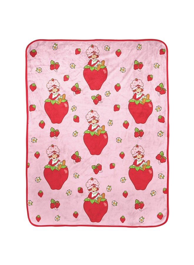 Strawberry Shortcake Pink Strawberries Galore Nogginz Set 40 X 50 Inch Blanket & Pillow Kids Super Soft 2 Piece Set  - Image 3