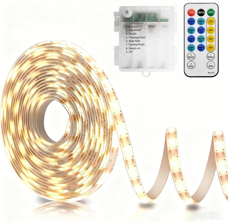 echosari Strip Lights Battery Operated, 16.5Ft 150 LED 2835 SMD Closet Strip Lights with Remote for Bedroom, Kitchen, Cabinet Décor (Warm White) - Image 1