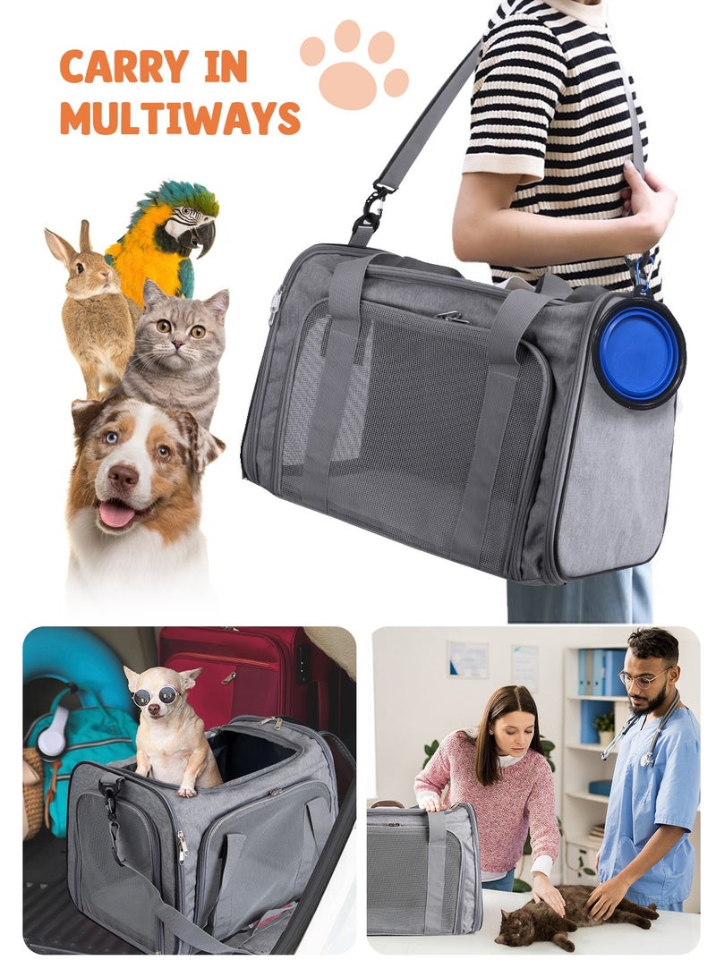 أوربازار حامل قطط كبير، حامل كلاب، حامل حيوانات أليفة للقطط الكبيرة والجراء حتى وزن 25 رطلاً، حامل كلاب كبير ذو جوانب ناعمة، قابل للطي ومقاوم للماء للسفر - كبير - رمادي - Image 5
