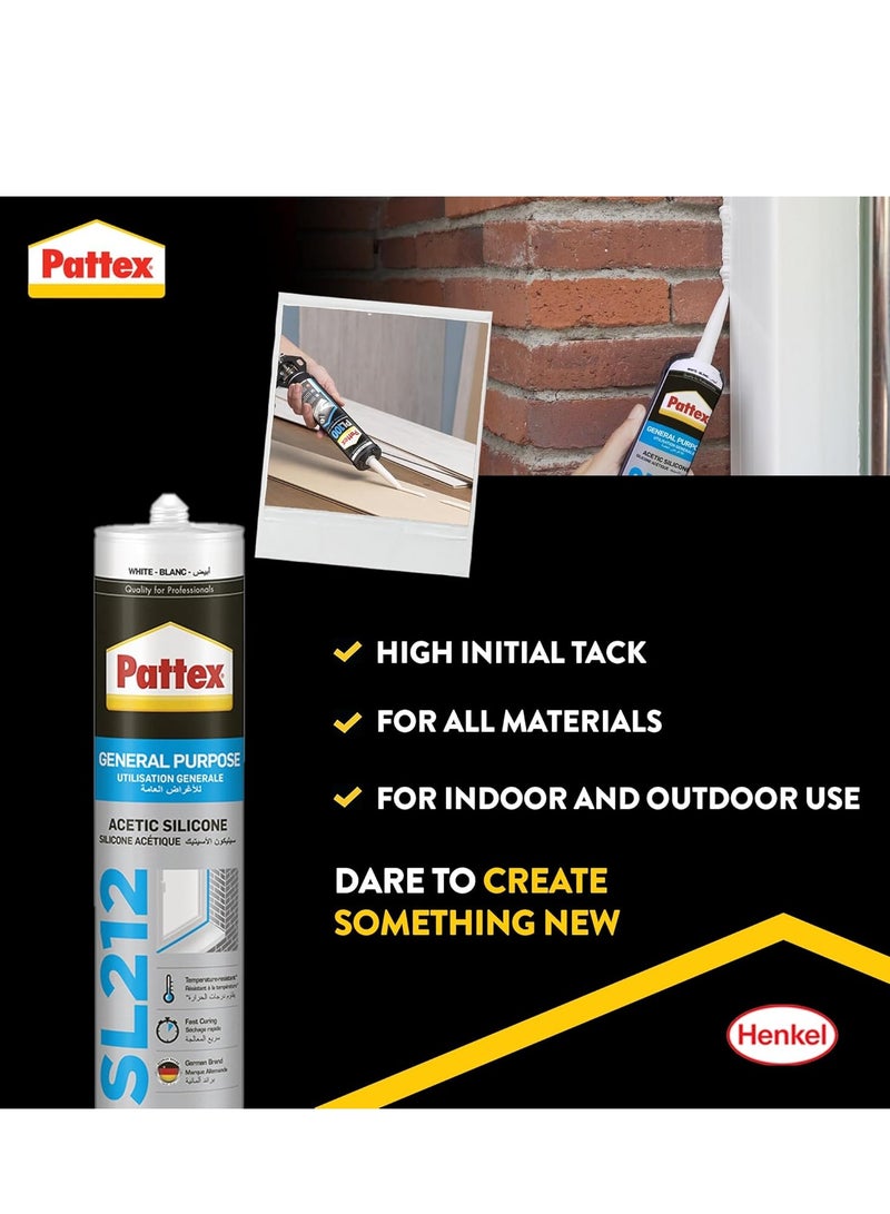 Pattex Silescon Acetic General Purpose Sealant Pattex SL212 Clear Silicone, 280ml - Image 4