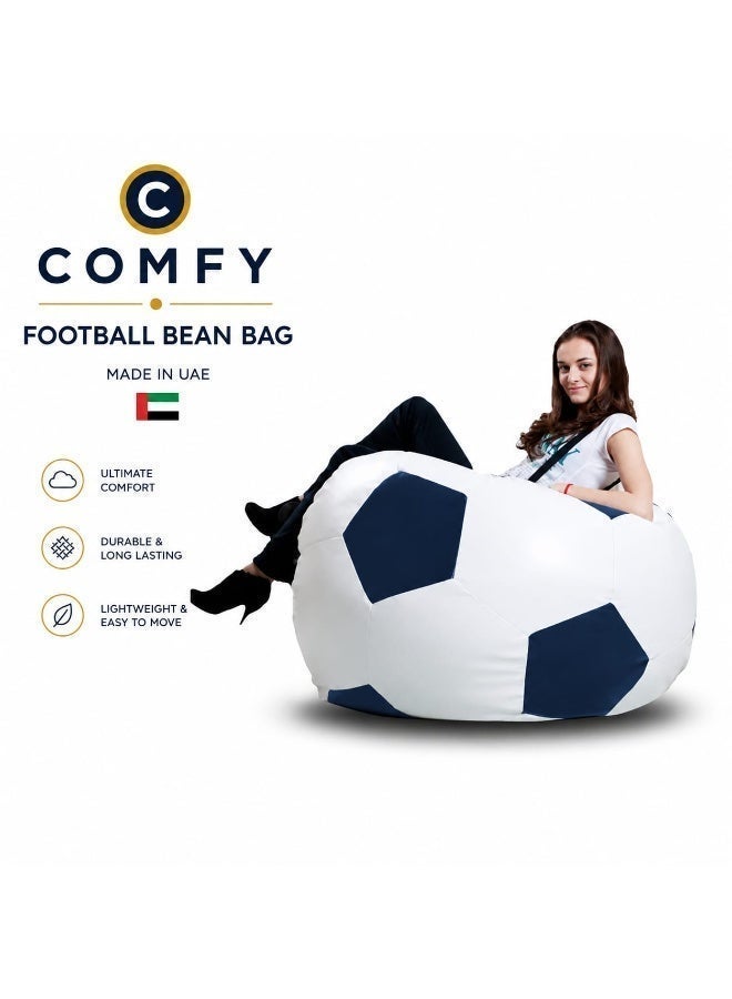 Comfy Pvc White & Black Football Bean Bag with Bouncy Beans Filling - Image 1