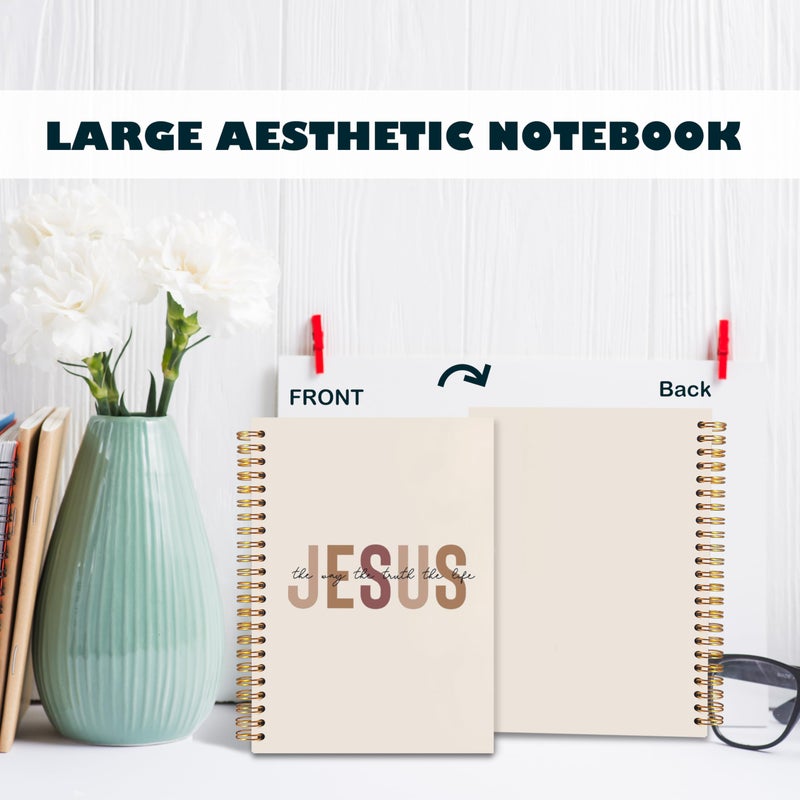 BearCake Boho Christian Notebook Journal, Christian Gifts for Women, Bible Notebooks for Note Taking, Bible Journaling Notebook, Jesus the Way the Truth the Life Hardcover Spiral Notebook 5.5x8.3 - Image 4