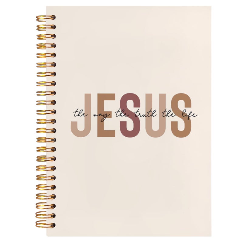 BearCake Boho Christian Notebook Journal, Christian Gifts for Women, Bible Notebooks for Note Taking, Bible Journaling Notebook, Jesus the Way the Truth the Life Hardcover Spiral Notebook 5.5x8.3 - Image 1
