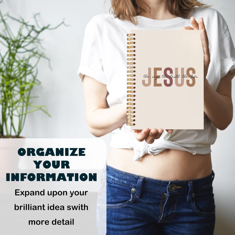 BearCake Boho Christian Notebook Journal, Christian Gifts for Women, Bible Notebooks for Note Taking, Bible Journaling Notebook, Jesus the Way the Truth the Life Hardcover Spiral Notebook 5.5x8.3 - Image 5