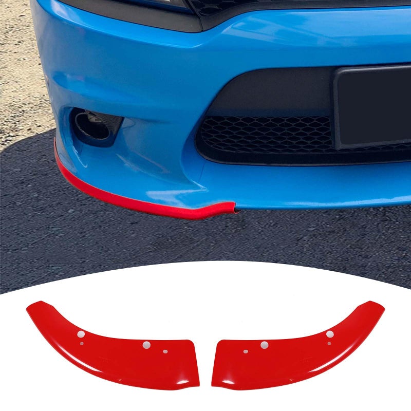 PDKLIN for Charger Front Bumper Lip Splitter Protector Cover Trim for 20152023 Dodge Charger Red Exterior Accessories 2pcs Not for SXTWidebody