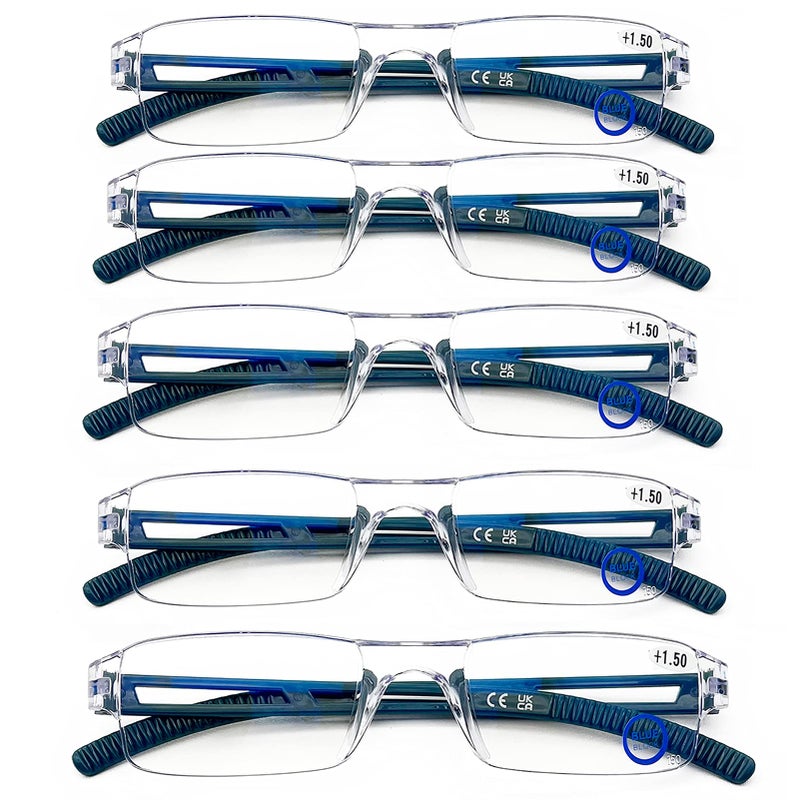 AQWANO Rimless Computer Reading Glasses Blue Light Blocking 5 Pack Fashion Clear Frame Readers for Women Men Lightweight Comfortable Anti Glare 125 - Image 2