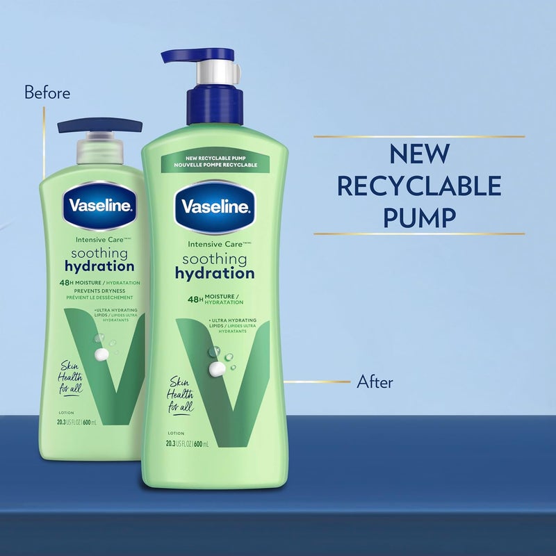 Vaseline Intensive Care Body Lotion for Dry Skin Soothing Hydration Lotion Made with UltraHydrating Lipids  1 Aloe Vera Extract to Refresh Dehydrated Skin 203 oz Pack of 3 - Image 3
