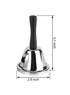 MROCO Loud Hand Bell, Silver Steel Hand Bells For Adults, Dinner Bells For Inside Classroom Bell, For Food Line, Alarm, Jingles, Ringing  - Image 2