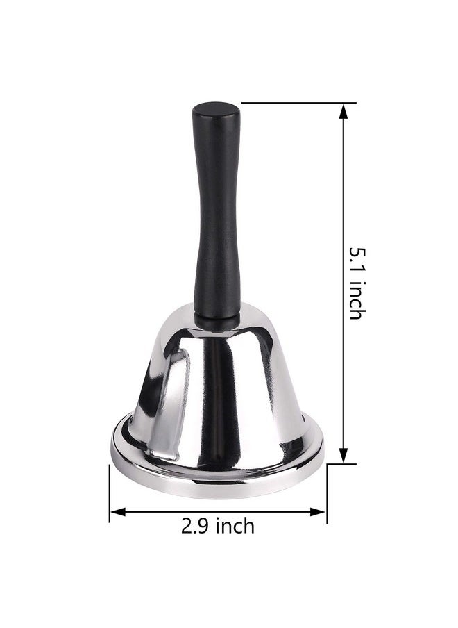 MROCO Loud Hand Bell, Silver Steel Hand Bells For Adults, Dinner Bells For Inside Classroom Bell, For Food Line, Alarm, Jingles, Ringing  - Image 2