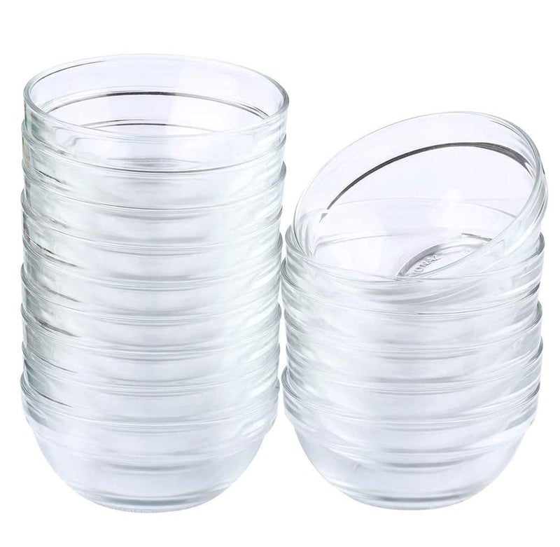 Maredash Mini Bowls 4 Inch Glass Bowls for Kitchen Prep Dessert Dips and Candy Dishes 4oz Stackable Dishware safe Set of 16 combination