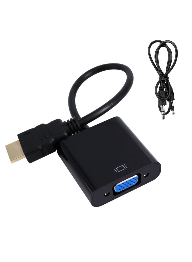 HDMI To VGA1080P HD Adapter Cable With Audio Powered Hdmi To Vga Converter HDMI Cable-Color:Black Belt Audio  - Image 1