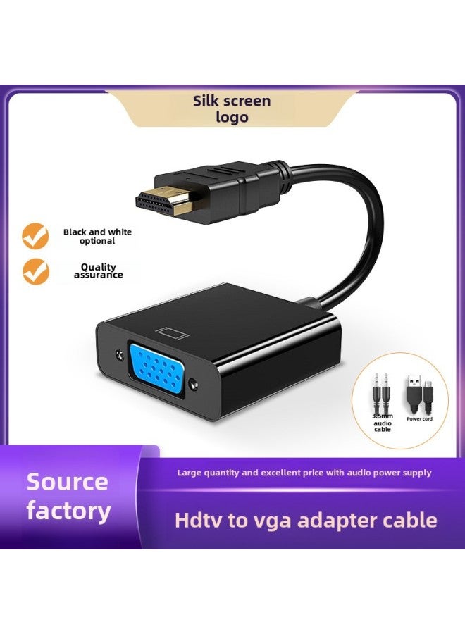 HDMI To VGA1080P HD Adapter Cable With Audio Powered Hdmi To Vga Converter HDMI Cable-Color:Black Belt Audio  - Image 2