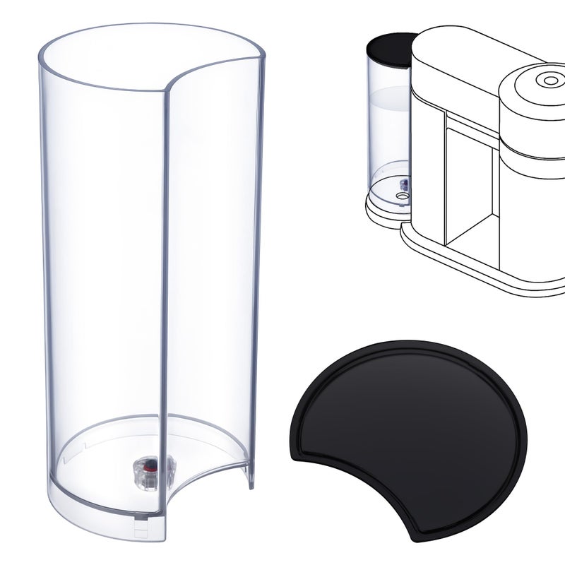 Mysora Water Tank Reservoir Replacement & Black Lid Cover Compatible with Nespresso Vertuo Next, Compatible with Krups XN910B XN9105 XN910C Coffee Machine, Coffee Machines Replacement Parts, Clear - Image 1