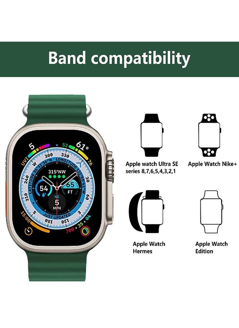 GENNEXT - Apple Watch Band Strap 42mm 44mm 45mm 49mm Ocean Soft Silicone Wristband Sport Replacement Bands with Adjustable Stainless Steel Buckle for iWatch Ultra Series 8 7 SE 6 5 4 3 2 1（Green) - Image 1