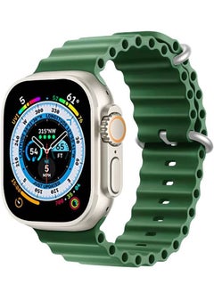 Apple Watch Band Strap 42mm 44mm 45mm 49mm Ocean Soft Silicone Wristband Sport Replacement Bands with Adjustable Stainless Steel Buckle for iWatch Ultra Series 8 7 SE 6 5 4 3 2 1（Green)