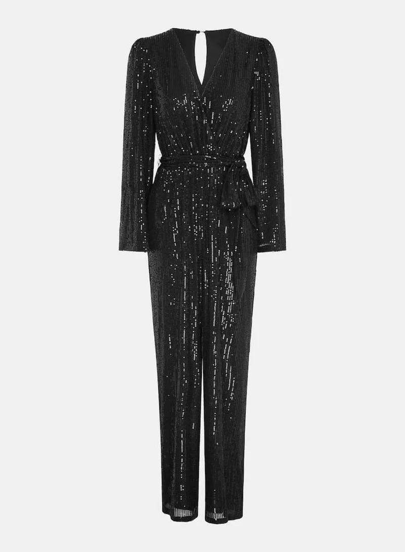 Needs No Label  Black Sequin Jersey Jumpsuit for Women | Best Price UAE