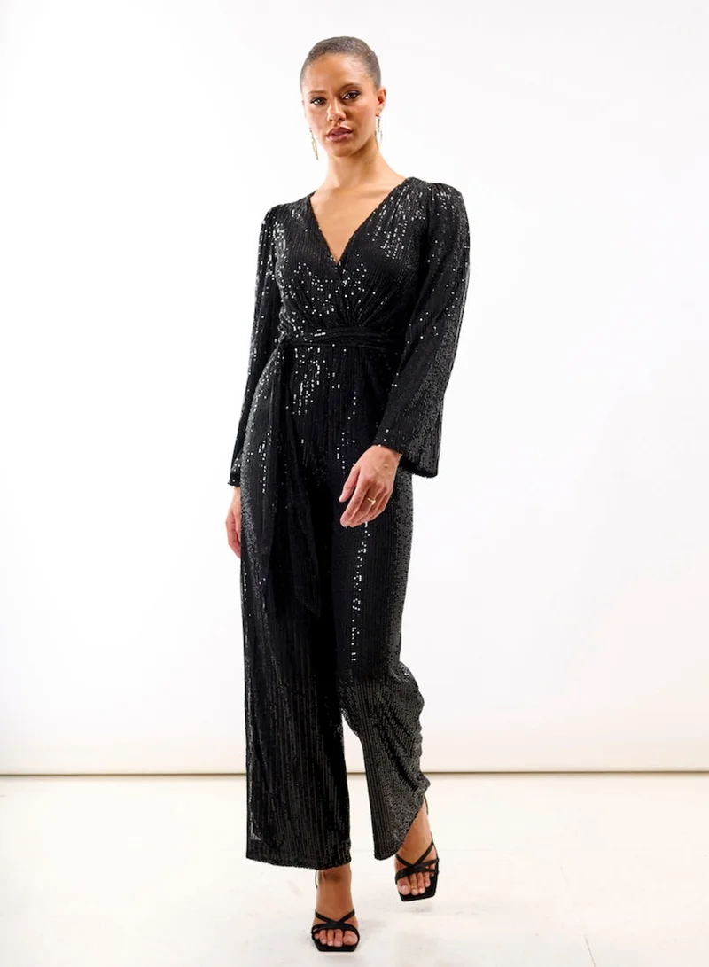 نيدز نو ليبل Black Sequin Jersey Jumpsuit
