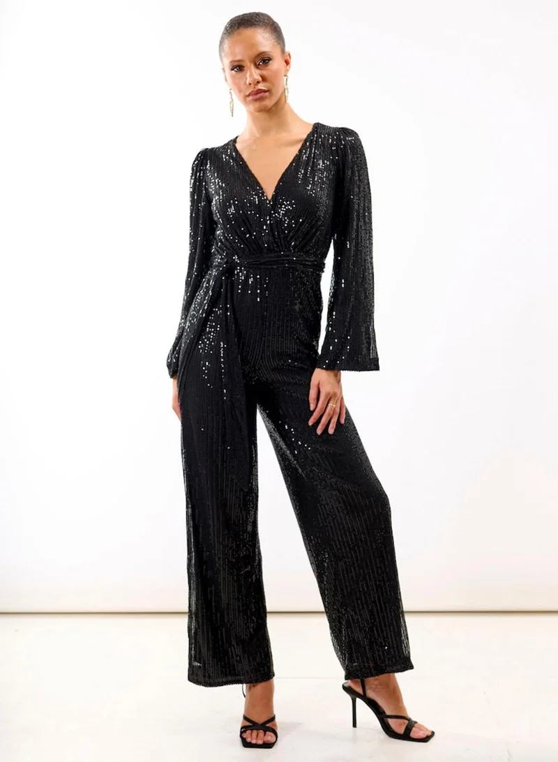 نيدز نو ليبل Black Sequin Jersey Jumpsuit