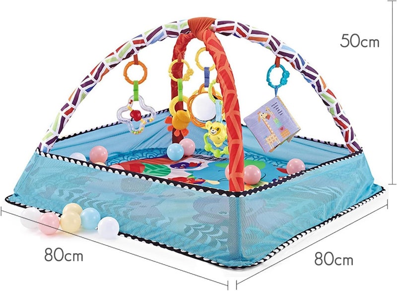8-in-1 Baby Gym Play Mat with 5 Hanging Toys and 18 Ocean Balls - Image 3