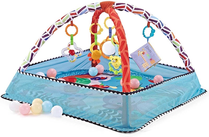 8-in-1 Baby Gym Play Mat with 5 Hanging Toys and 18 Ocean Balls - Image 1