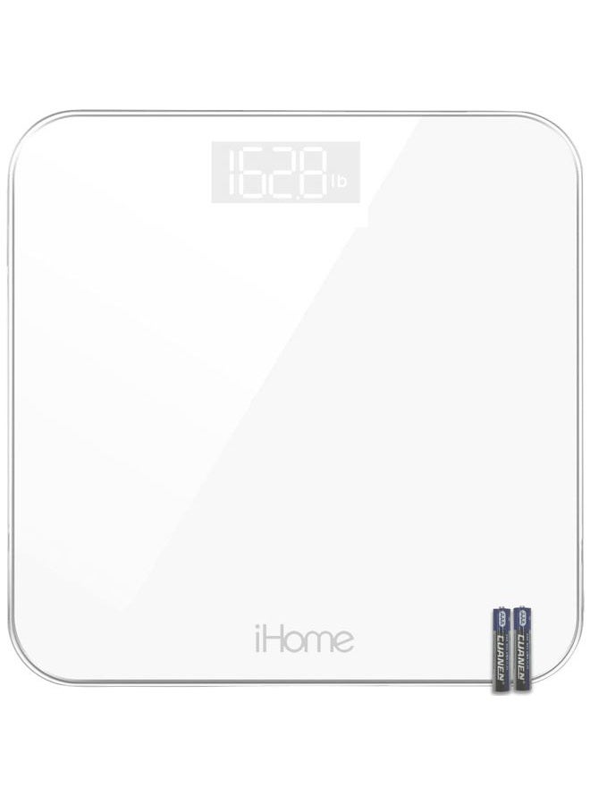 iHome Digital Step On Bathroom Scale - High Precision Body Weight Scale - Battery Powered with LCD Display - Great for Gym - 400 lb (White) - Image 1