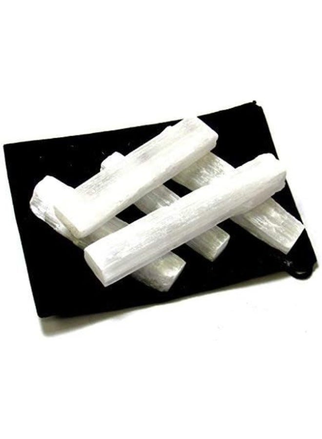 Zentron Crystal Collection Zentron Natural Selenite Sticklets Bulk Raw Log Crystals (5 Sticks) - Image 1