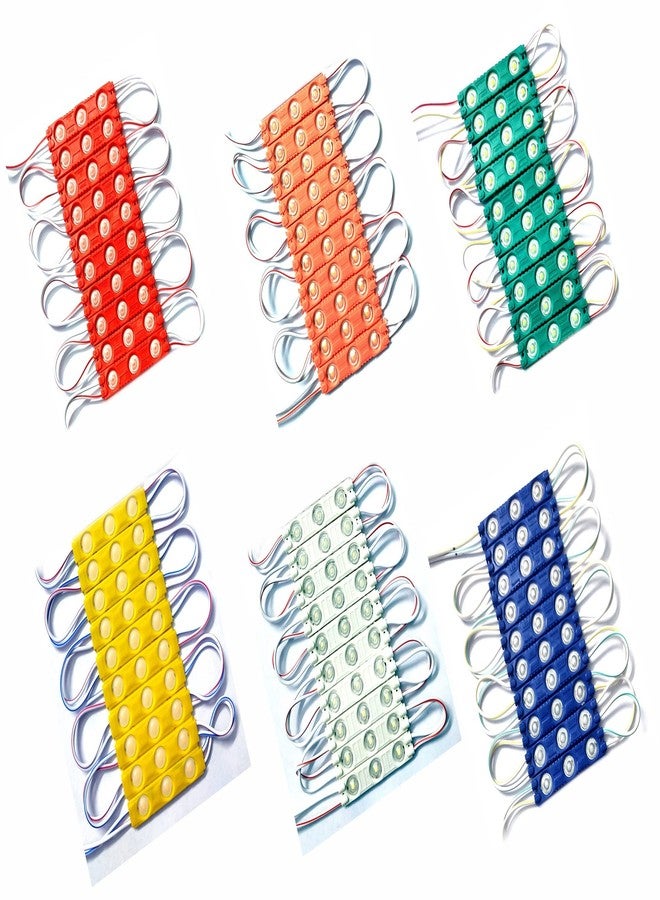Wizzo (Pack of 60 Pieces DC 12V Optical 3 LED Diffused Module Light Lamp Bulb Multipurpose Use For Home, Temple Decoration DIY Projects, Hobby Kit (10 Pieces Each Red Green Blue Yellow White Pink)