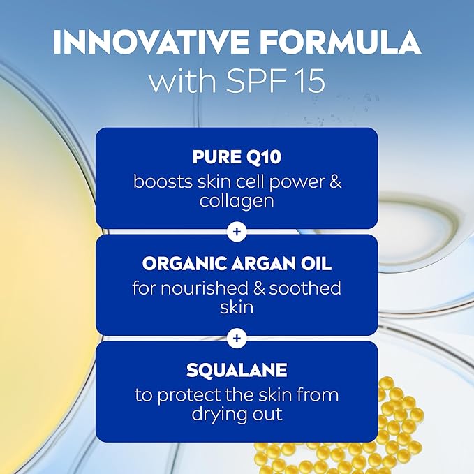 Nivea كريم النهار المضاد للتجاعيد من نيفيا كيو 10 باور 60 50 مل كريم مرطب قوي لمكافحة الشيخوخة للنساء مع إنزيم كيو 10 كريم وجه نهاري مع SPF15 قد يختلف التغليف - Image 3