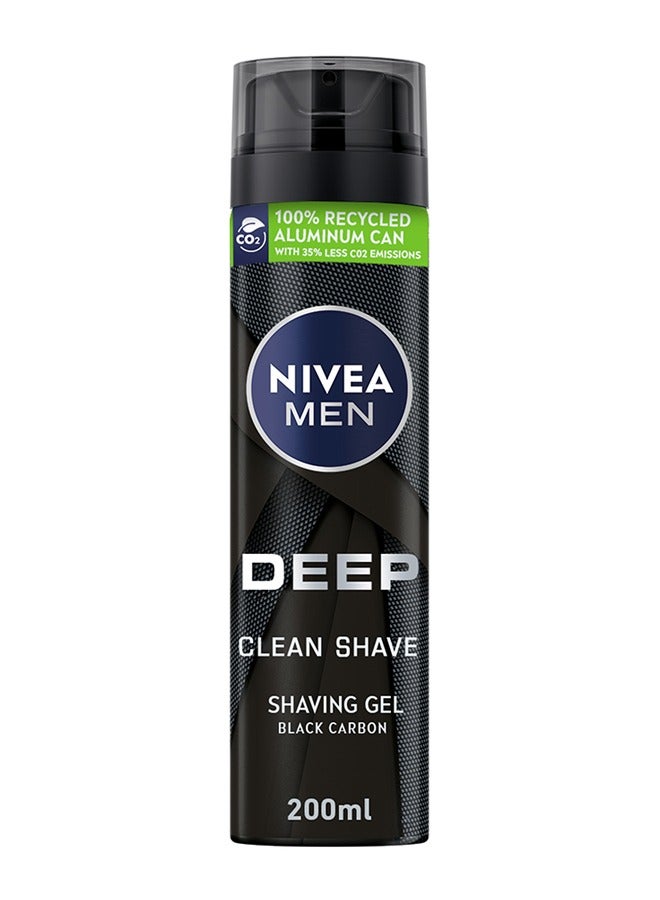 Nivea MEN DEEP Clean Shave Shaving Gel, Antibacterial Black Carbon 200ml - Image 1