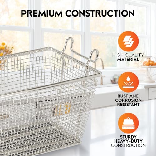Cuisine Ready Deep Fryer Basket | 4-Pack | Commercial Fry Basket with Handle | 13.25" x 6.5" x 5.9" | Heavy Duty Restaurant Quality - Image 4