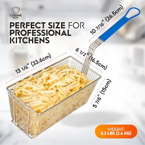 Cuisine Ready Deep Fryer Basket | 4-Pack | Commercial Fry Basket with Handle | 13.25" x 6.5" x 5.9" | Heavy Duty Restaurant Quality - Image 2