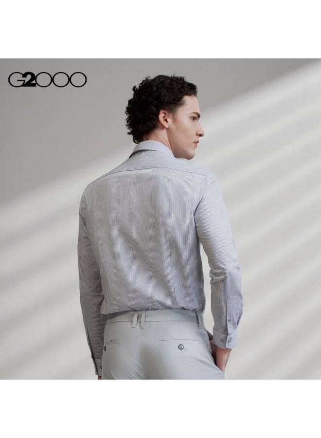 G2000 Non-iron Wrinkle-resistant Easy-care Spring Summer Commuter Long Sleeve Shirt Medium Gray XL - Image 1