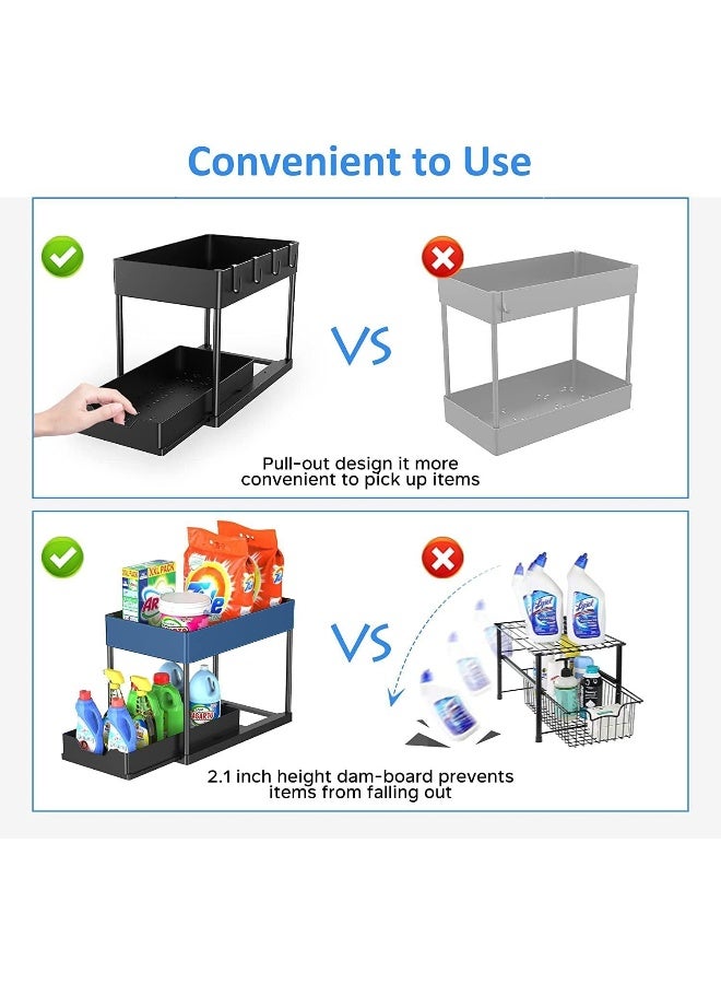 UREVO Under Sink Shelf Storage Organiser with Sliding Pull Out Drawer - Image 3