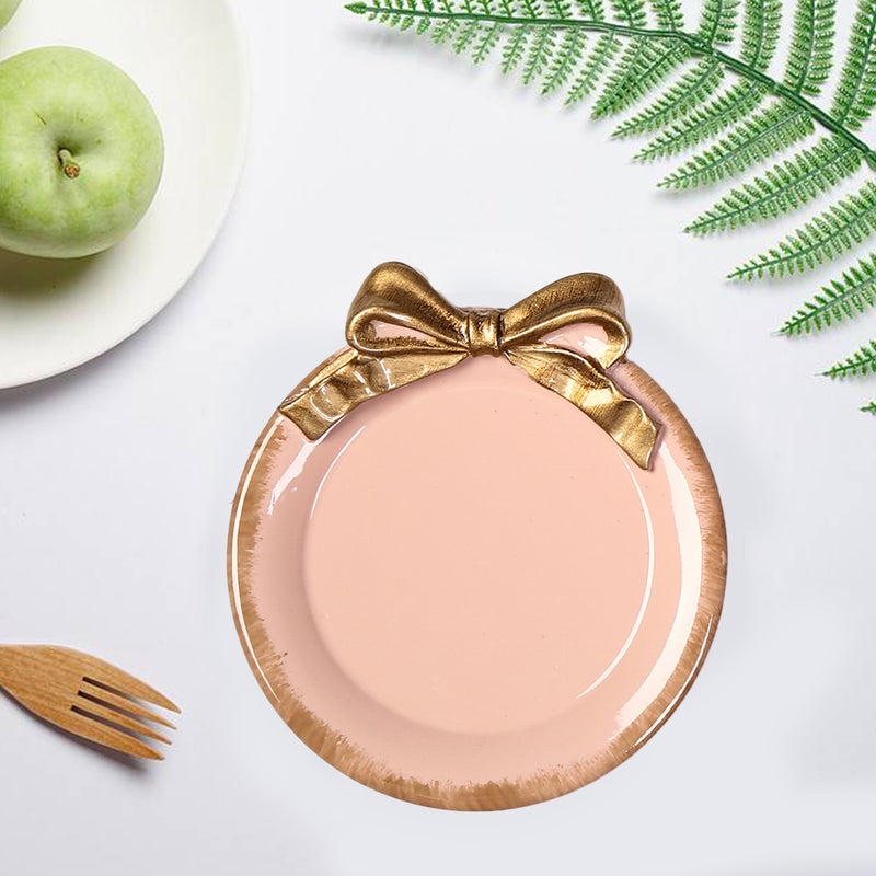 2pcs Delicate Round Platter with Elegant -knot Decorative Tableware for Serving Dessert or Fruit( ) - Image 4