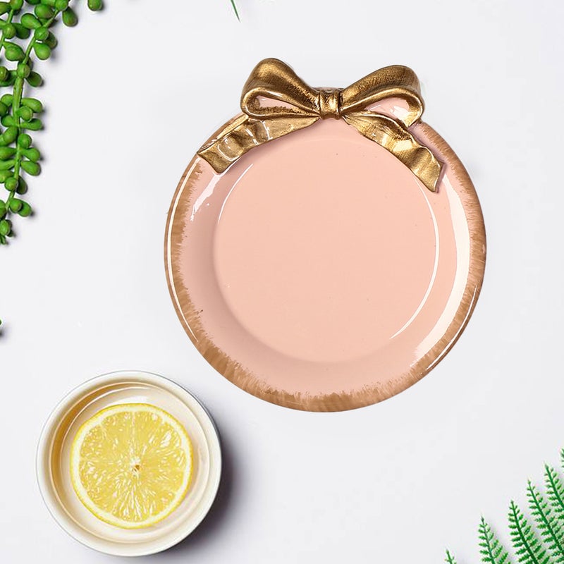 2pcs Delicate Round Platter with Elegant -knot Decorative Tableware for Serving Dessert or Fruit( ) - Image 1